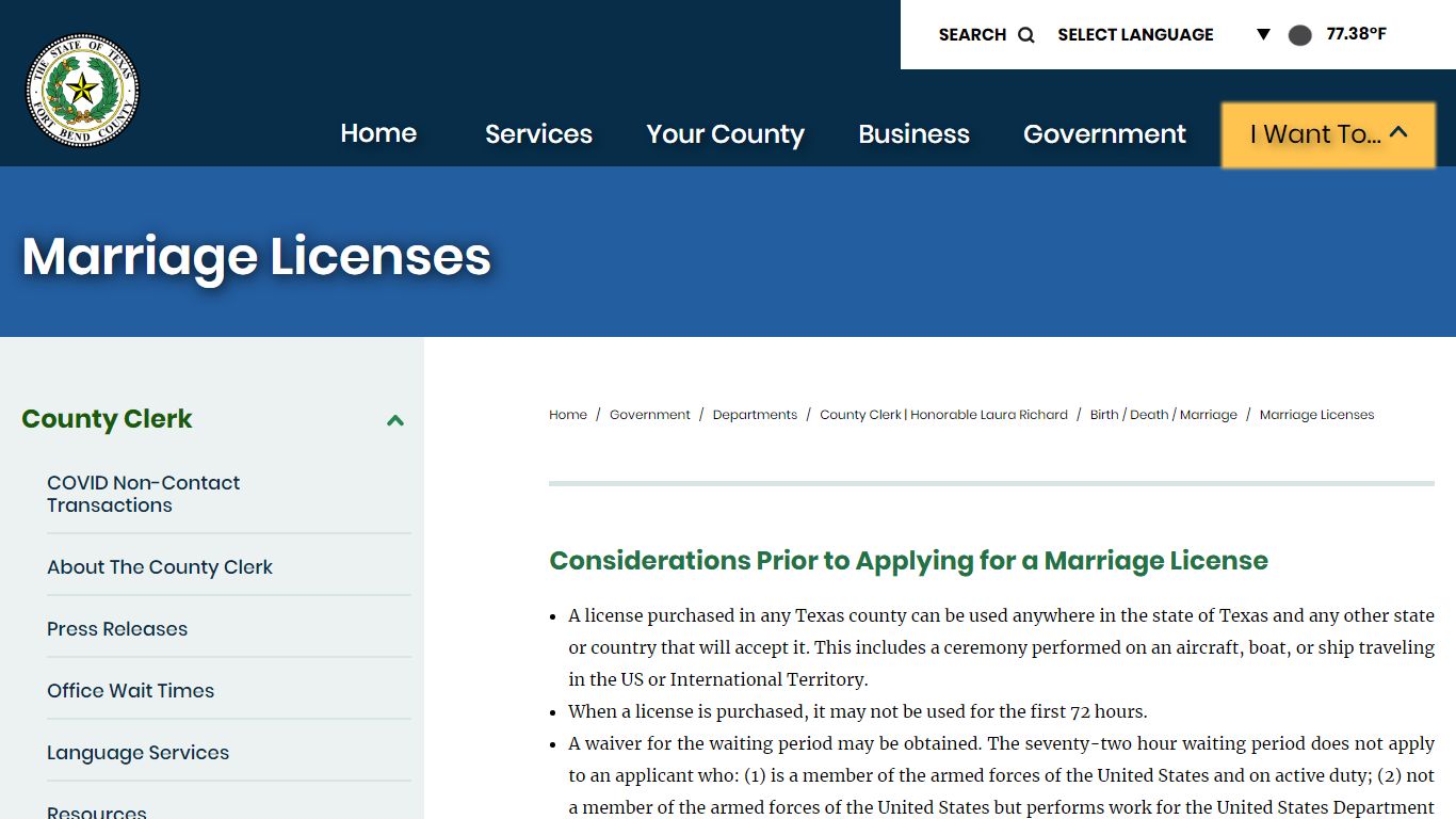 Marriage Licenses | Fort Bend County