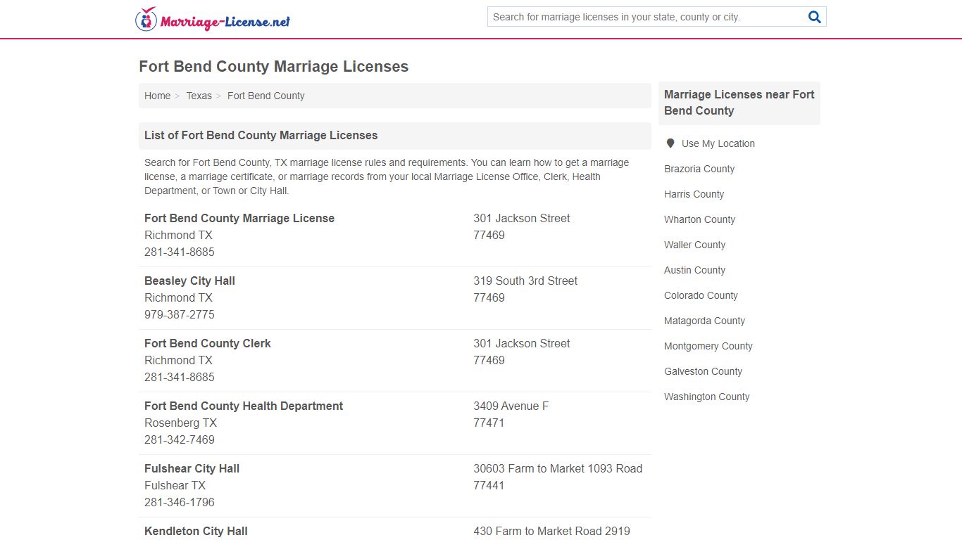 Fort Bend County Marriage Licenses